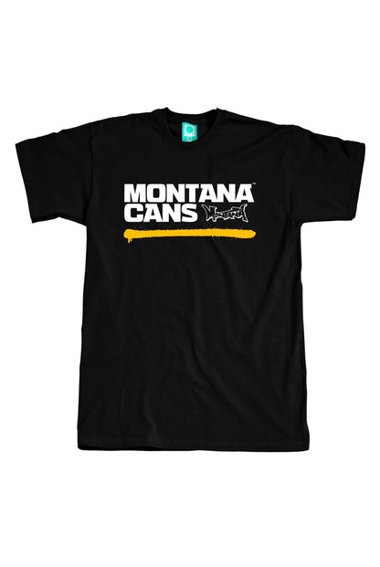 Montana TYPO + LOGO UNDERLINE YELLOW Black T-Shirt
