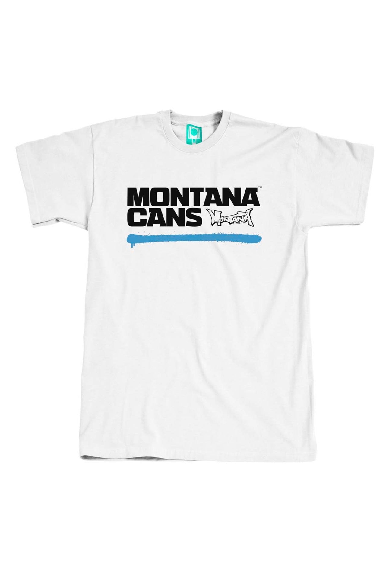 Montanacans-typo+logo-underline-shirt-white/blue